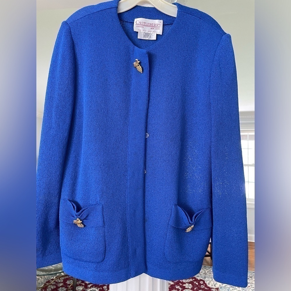 Castleberry women’s vintage knit Roya blueGardigan/ sweater long sleeve .